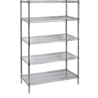 Heavy-Duty Chromate Wire Shelving, 5 Tiers, 36