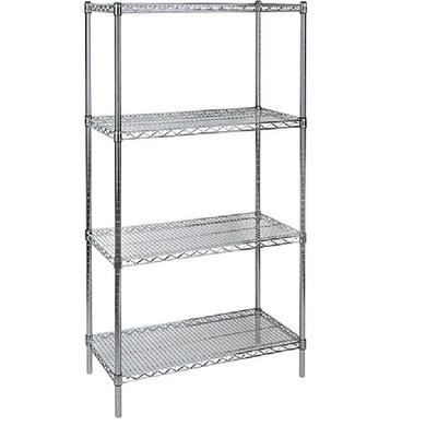 Heavy-Duty Chromate Wire Shelving, 4 Tiers, 36