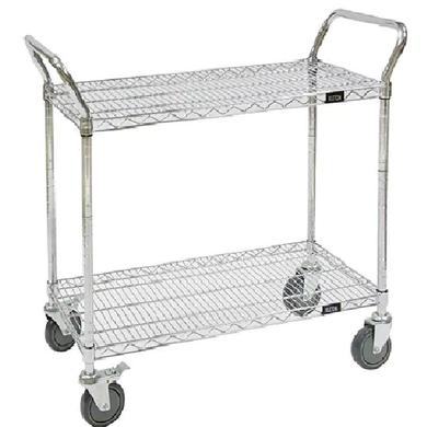 Wire Mesh Utility Cart, Chrome Plated, 36