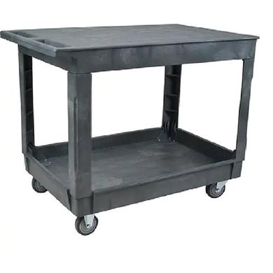 Flat Shelf Utility Service Cart, 2 Tiers, 25-1/2