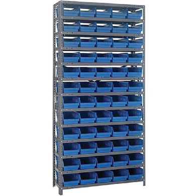 Storage Shelf Unit with Bins, Steel, Boltless, 800 lbs. Capacity, 36