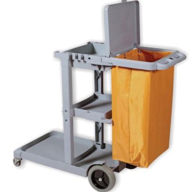 Grey Janitors Cart With Lid And Vinyle Bag