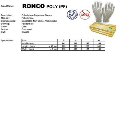 Ronco Deli / Polyethylene Disposable Gloves 500/Pack MEDIUM