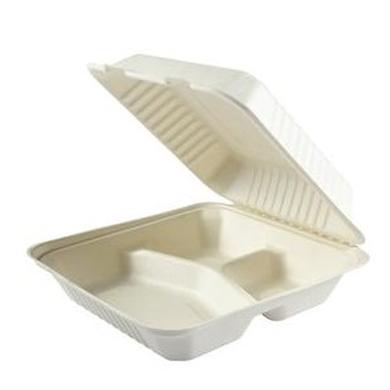 Clamshell 3 Compartment Bagasse Large Size, Case 200