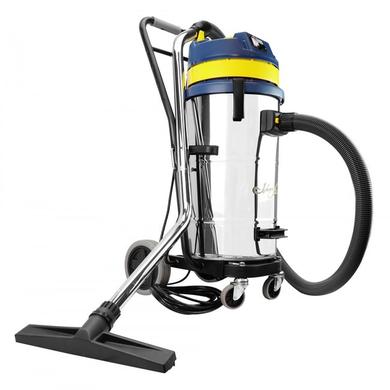 Wet & Dry Commercial Vacuum - Capacity of 7.6 gal (28.8 L) - Metal Tank - On Trolley - Tilting Tank - Electrical Outlet for Power Nozzle - 10' (3 m) Hose - Metal Wands - Brushes and Accessories Included