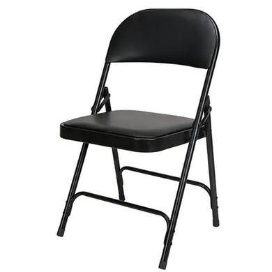 Vinyl Padded Folding Chair, Steel, Black, 300 lbs. Weight Capacity