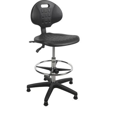 Heavy-Duty Ergonomic Stool, Stationary, Adjustable, 39” - 48”, Polyurethane Seat, Black