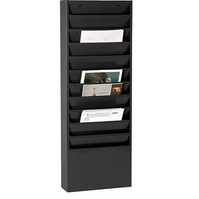 Literature Storage Racks, Stationary, 11 Slots, Steel, 13-1/4